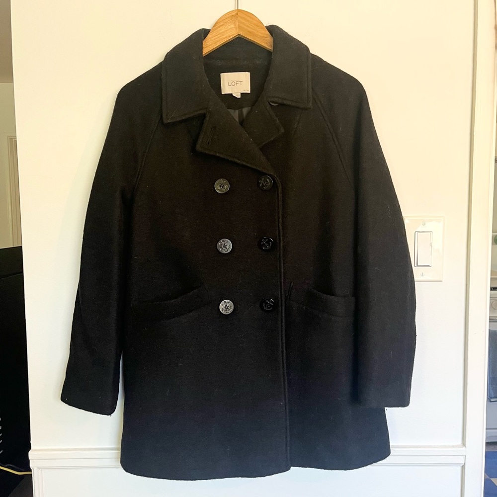 Loft wool black pea coat